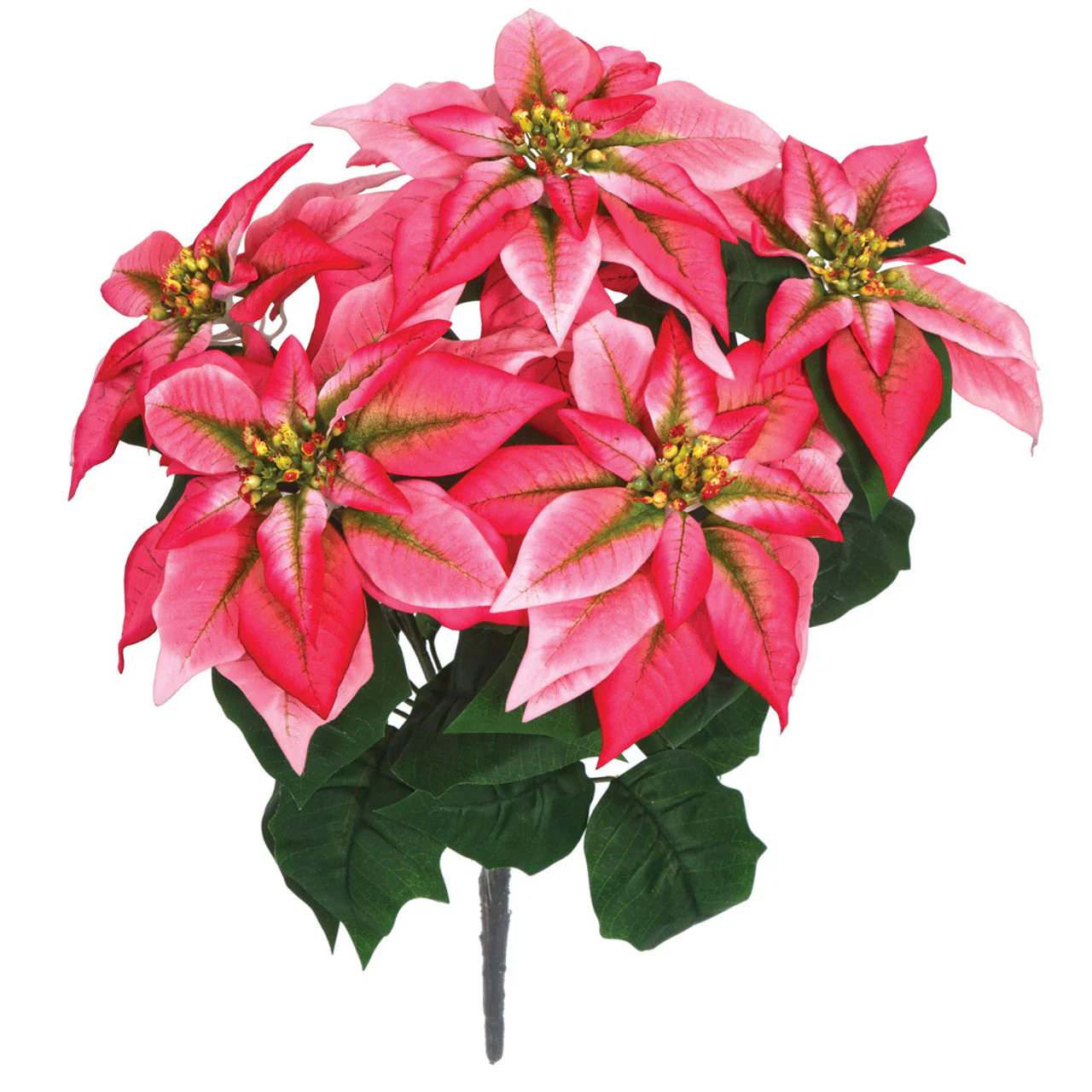 23" Artificial Velvet Poinsettia Flower Bush -Pink (Pack of 6)