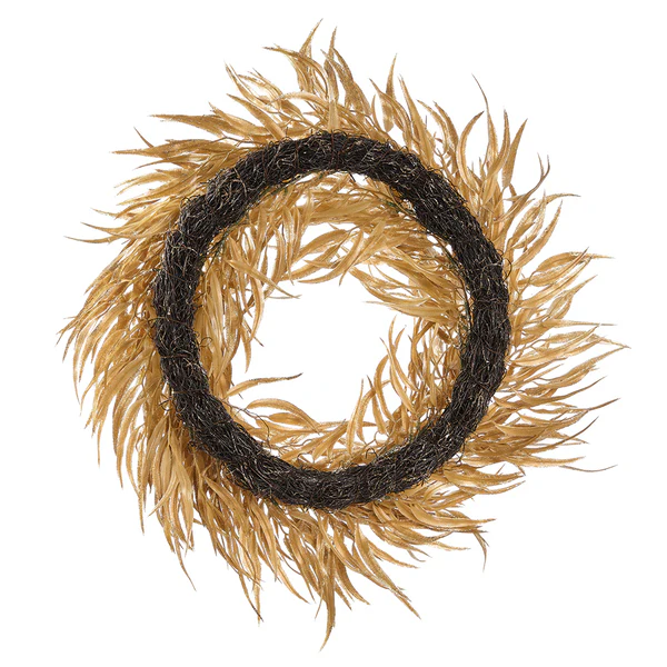 23" Glittered Artificial Grass Wreath -Gold (Pack of 2) - Image 2