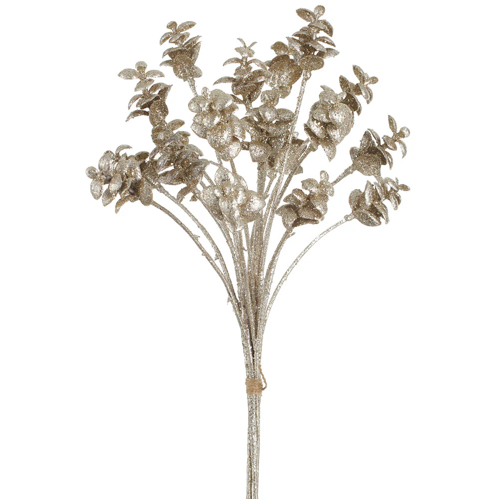 23" Glittered Artificial Jade Stem Bundle -Gold (Pack of 12)