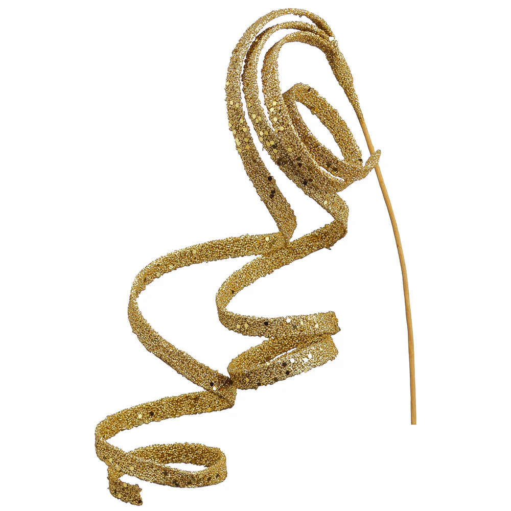 23" Hanging Glittered Artificial Curly Stem -Gold (Pack of 36)