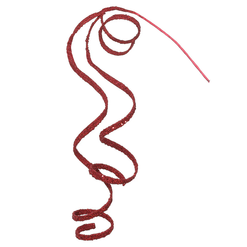 23" Hanging Glittered Artificial Curly Stem -Red (Pack of 36)