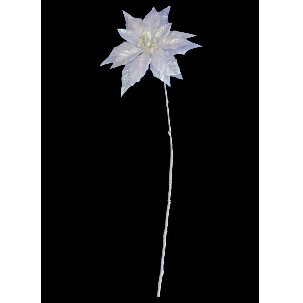 23" Iridescent Silk Poinsettia Flower Stem -White (Pack of 12)