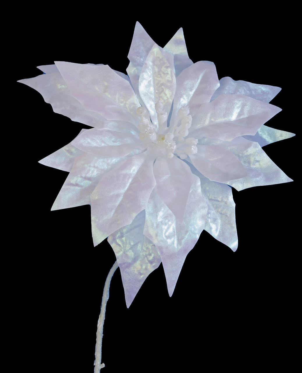 23" Iridescent Silk Poinsettia Flower Stem -White (Pack of 12) - Image 2