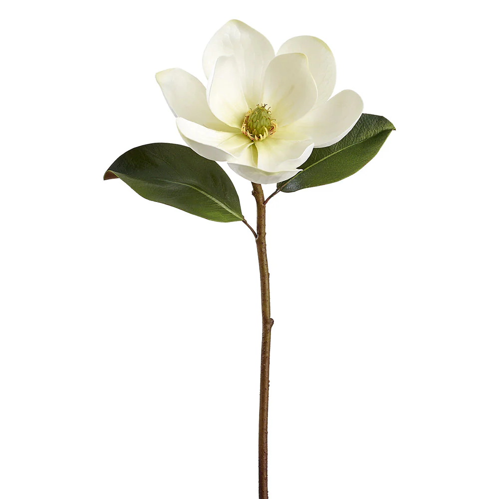 23" Magnolia Silk Flower Stem -Cream/Green (Pack of 12)