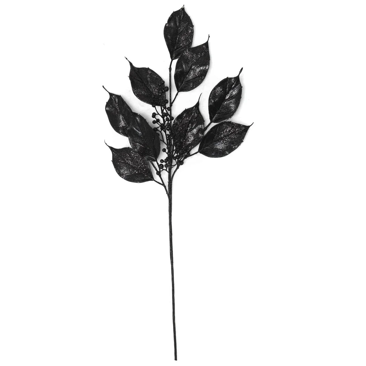 23" Metallic Artificial Ficus Leaf Stem -Black (Pack of 24)