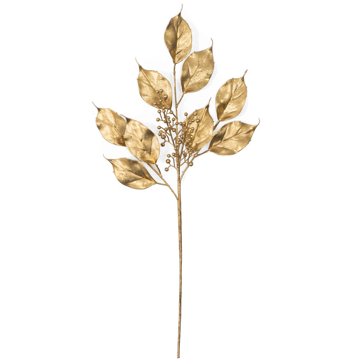 23" Metallic Artificial Ficus Leaf Stem -Gold (Pack of 24)