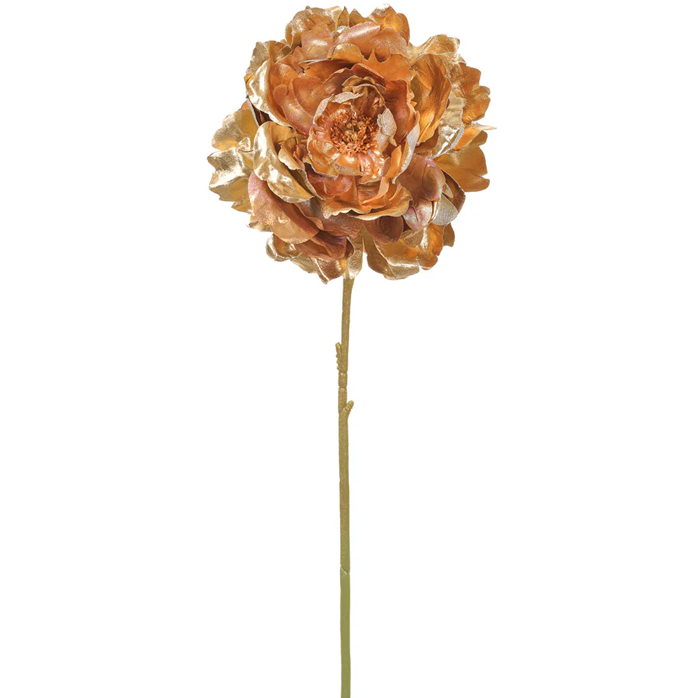 23" Metallic Artificial Peony Flower Stem -Rose Gold (Pack of 12)