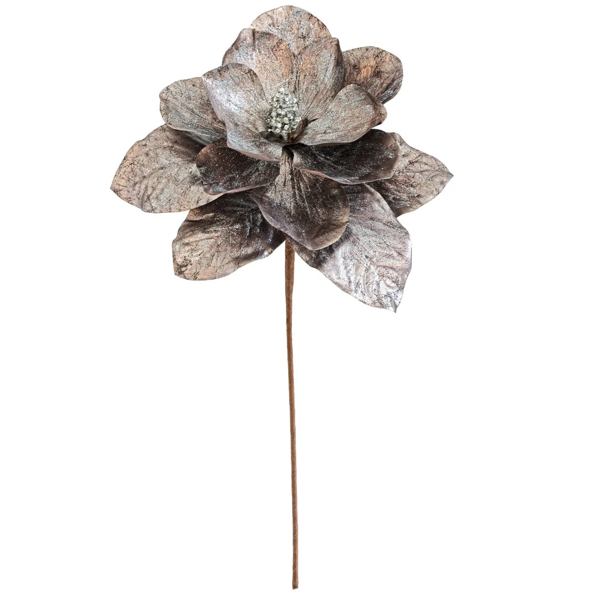 23" Metallic Silk Magnolia Flower Stem -Gray/Silver (Pack of 12)
