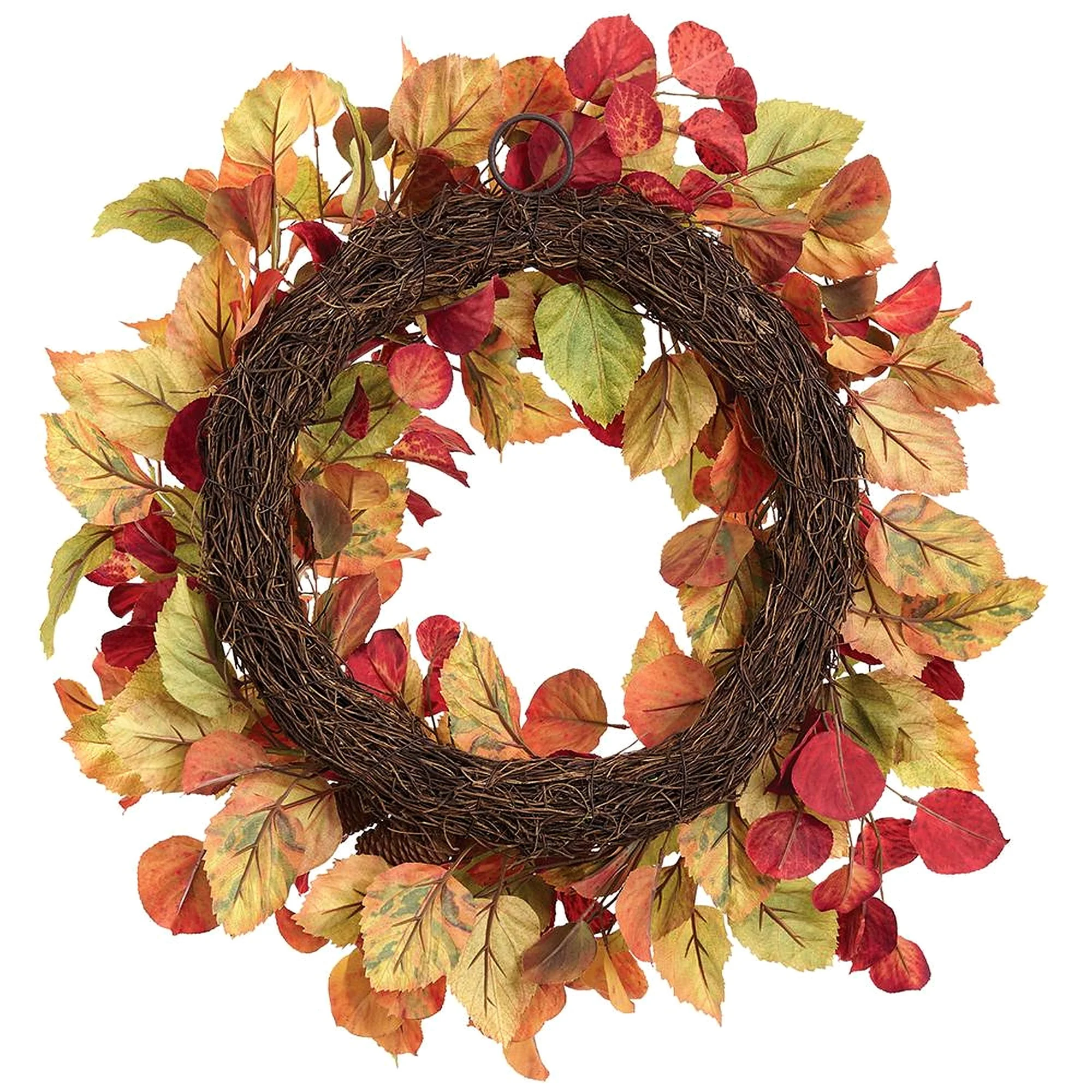 23" Mixed Fall Leaf & Pinecone Artificial Wreath -Fall (Pack of 4) - Image 2