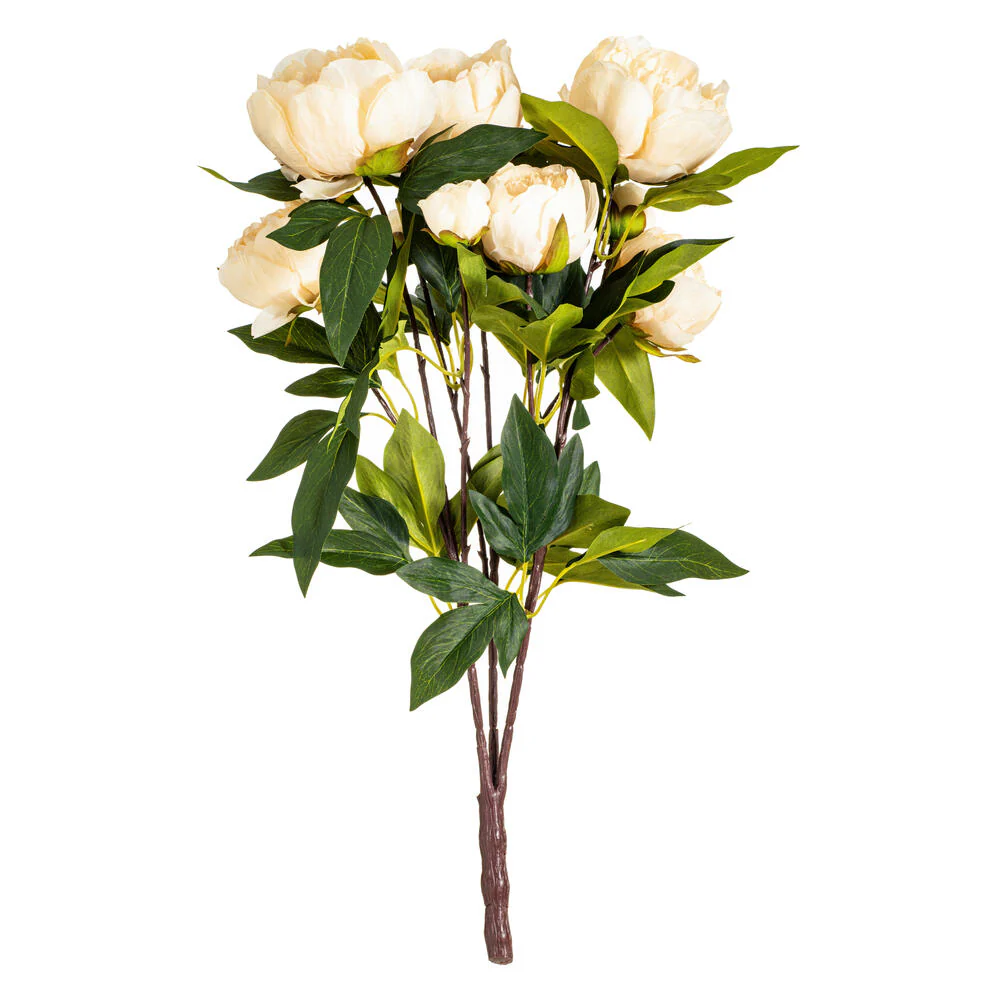 23" Peony Silk Flower Bush -Beige (Pack of 4)