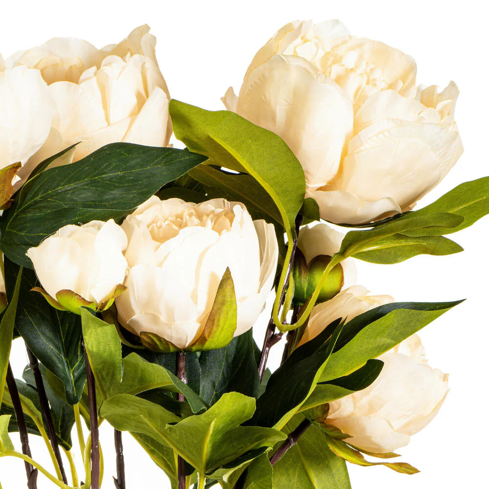 23" Peony Silk Flower Bush -Beige (Pack of 4) - Image 2