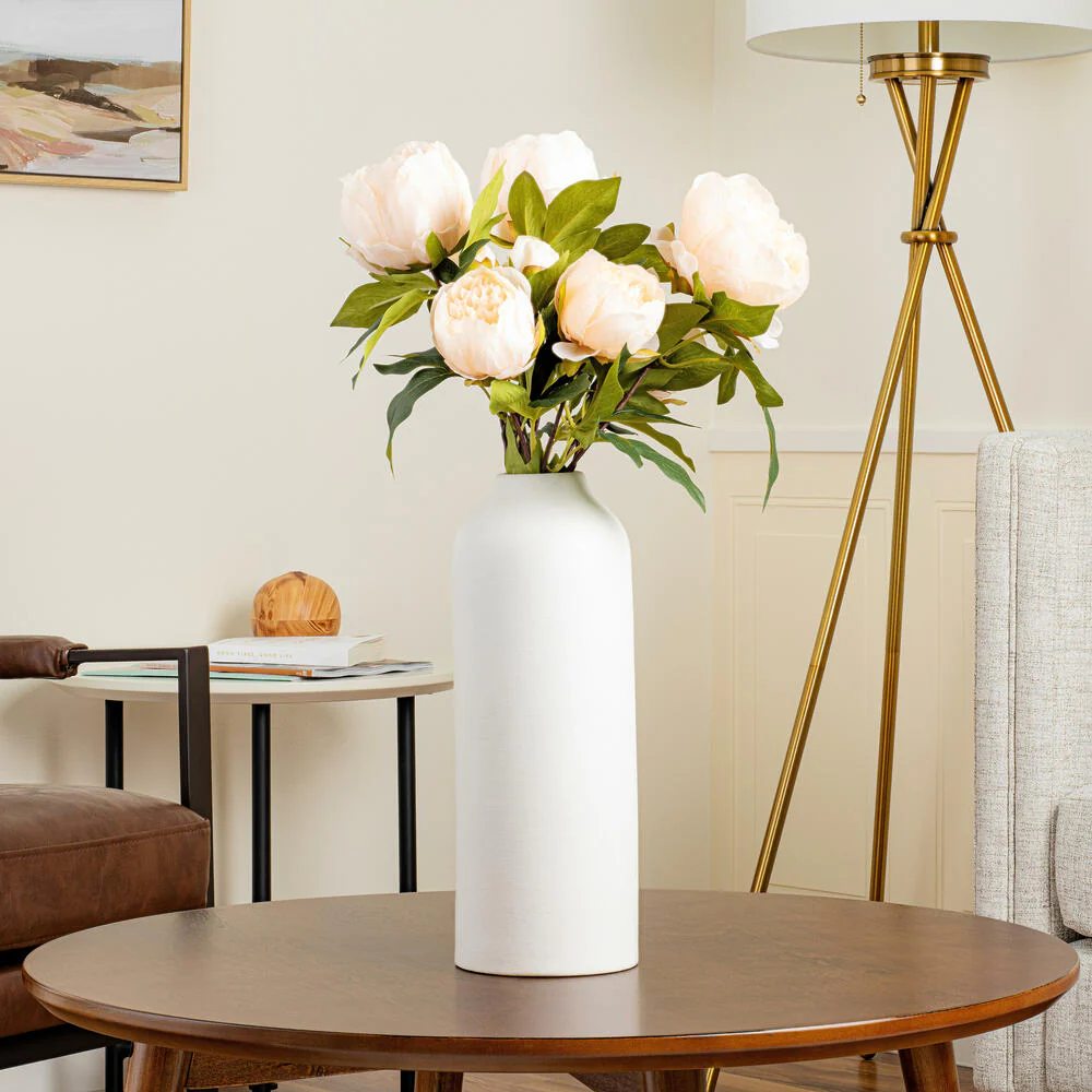 23" Peony Silk Flower Bush -Beige (Pack of 4) - Image 6