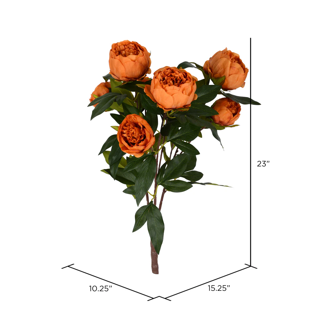 23" Peony Silk Flower Bush -Coffee (Pack of 4) - Image 5