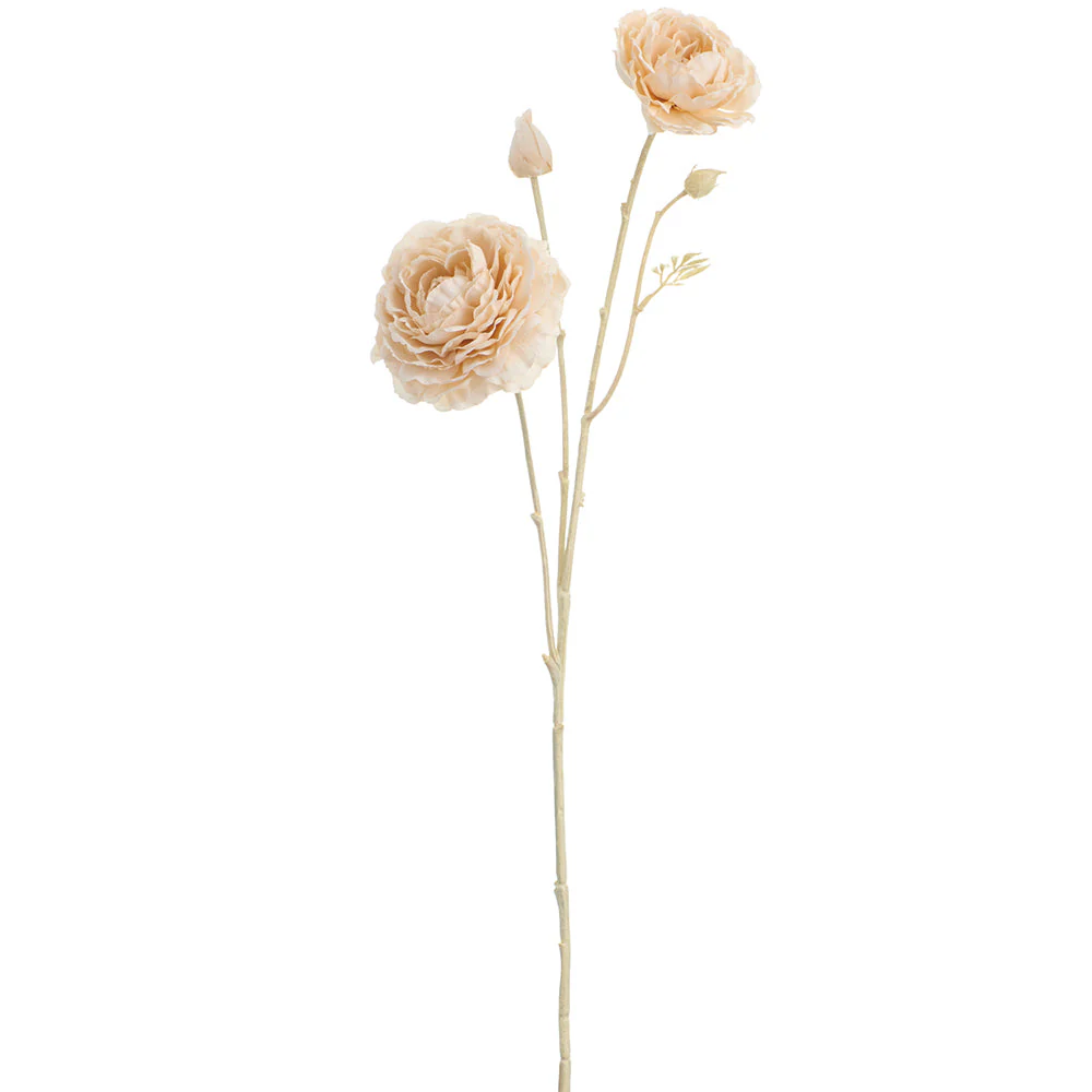 23" Ranunculus Silk Flower Stem -Cream (Pack of 12)