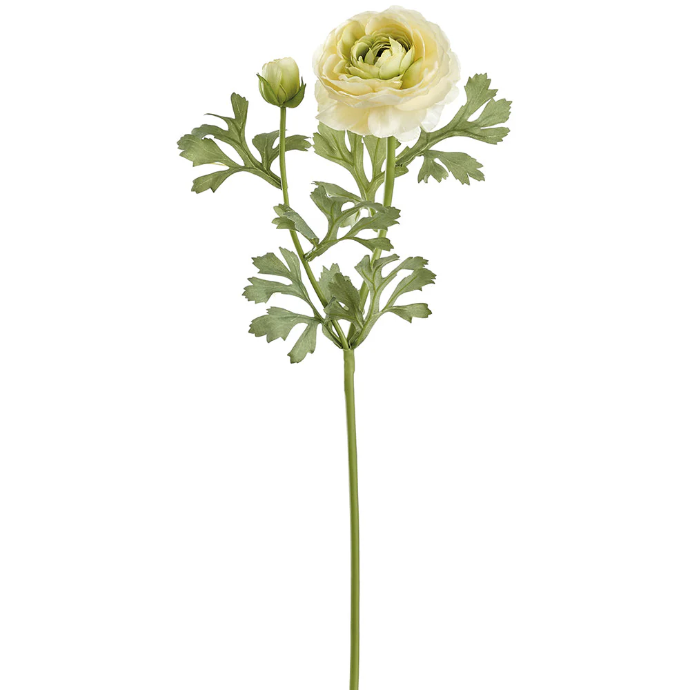 23" Ranunculus Silk Flower Stem -Light Yellow (Pack of 12)