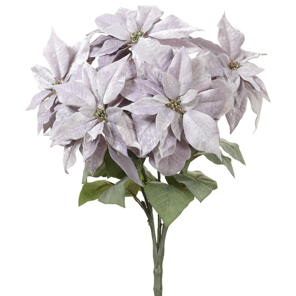 23" Rich Velvet Artificial Poinsettia Flower Bush -Lavender (Pack of 4)