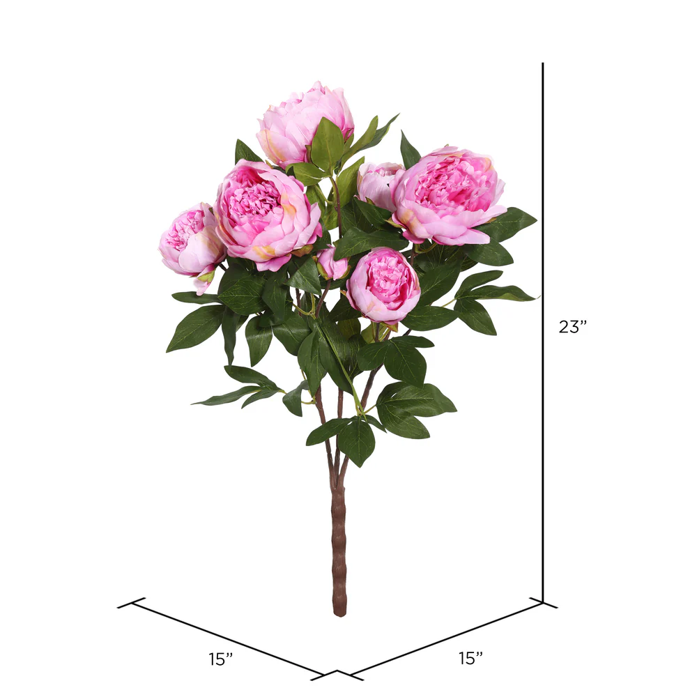 23" Silk Peony Flower Bush -Cerise (Pack of 4) - Image 4