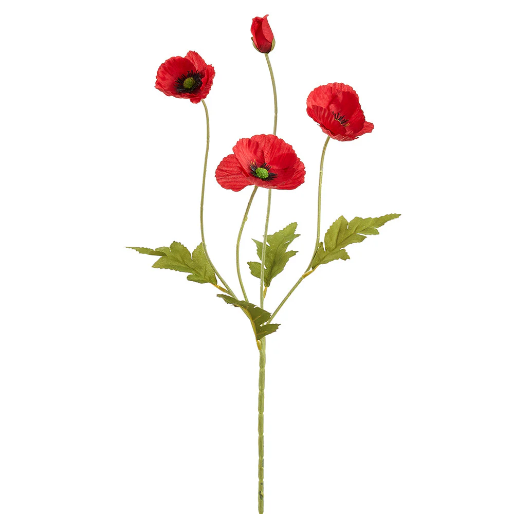 23" Silk Poppy Flower Stem -Red (Pack of 24)