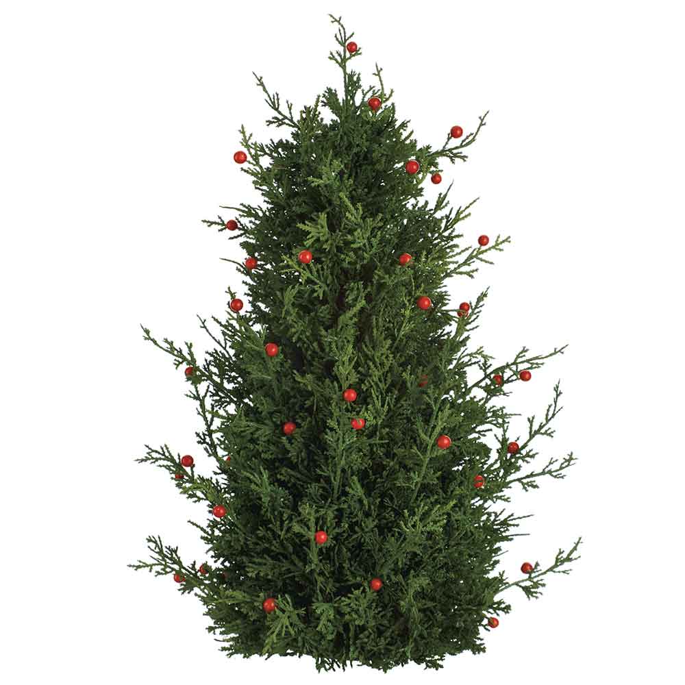23" Standing Artificial Berry & Cedar Cone-Shaped Topiary -Green/Red (Pack of 2)