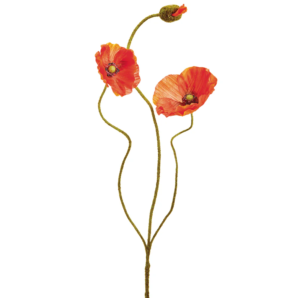 24.4" Poppy Silk Flower Stem -Orange (Pack of 12)