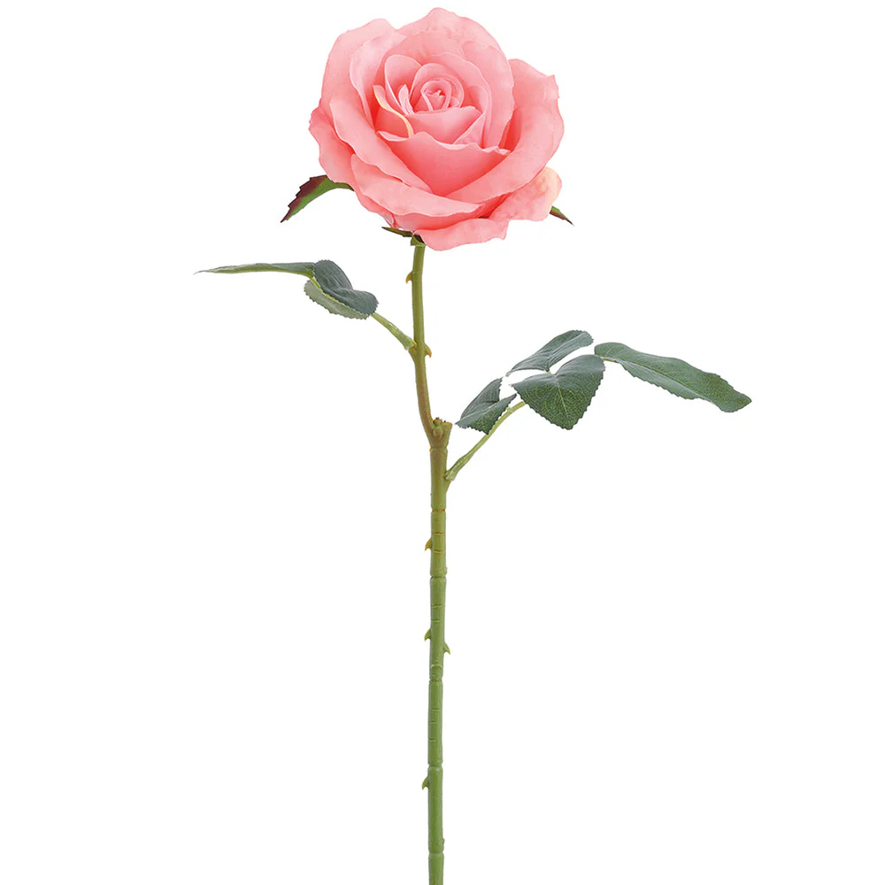 24.4" Rose Silk Flower Stem -Coral (Pack of 12)