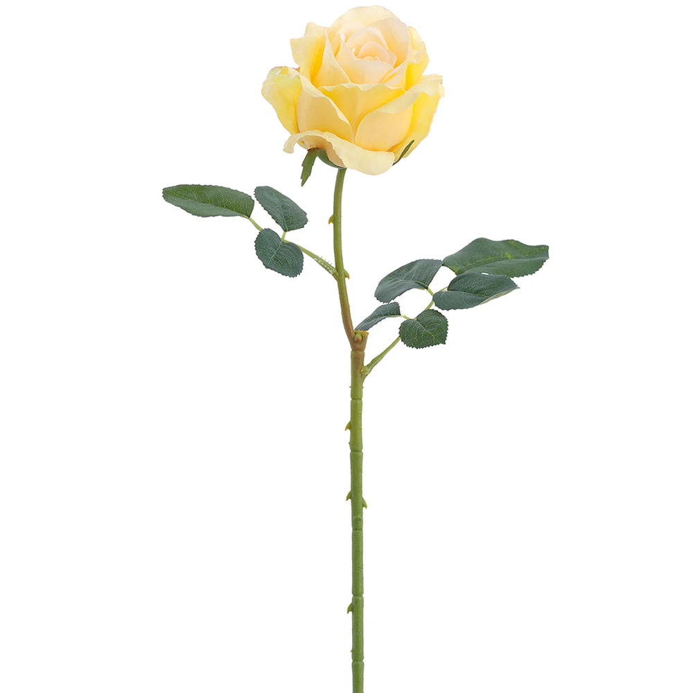 24.4" Rose Silk Flower Stem -Yellow (Pack of 12)