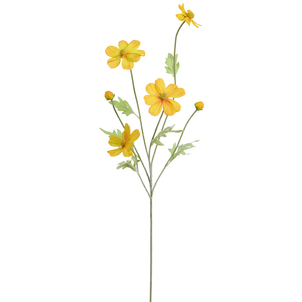 24.5" Cosmos Silk Flower Stem -Yellow/Gold (Pack of 12)