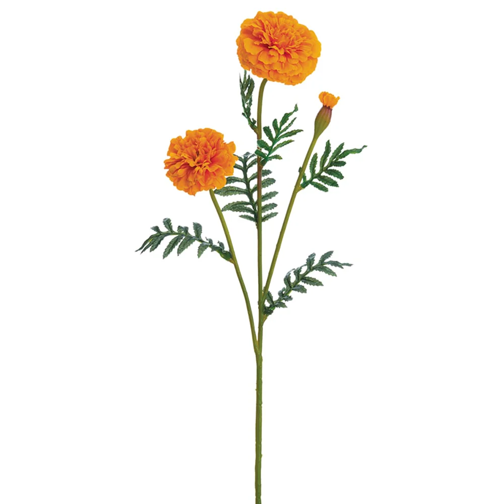 24.5" Marigold Silk Flower Stem -Orange (Pack of 12)