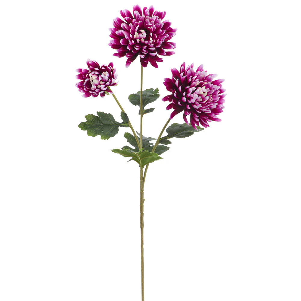 24.5" Mum Silk Flower Stem -Boysenberry (Pack of 12)