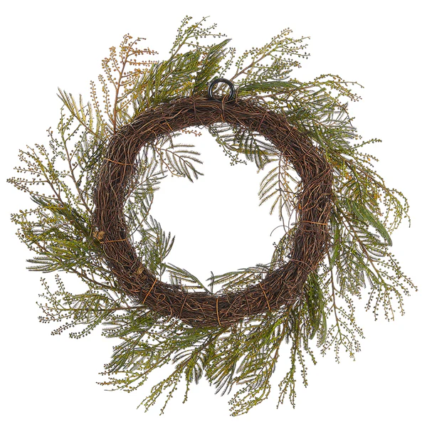 24" Artificial Acacia Leaf Wreath -Green (Pack of 2) - Image 2