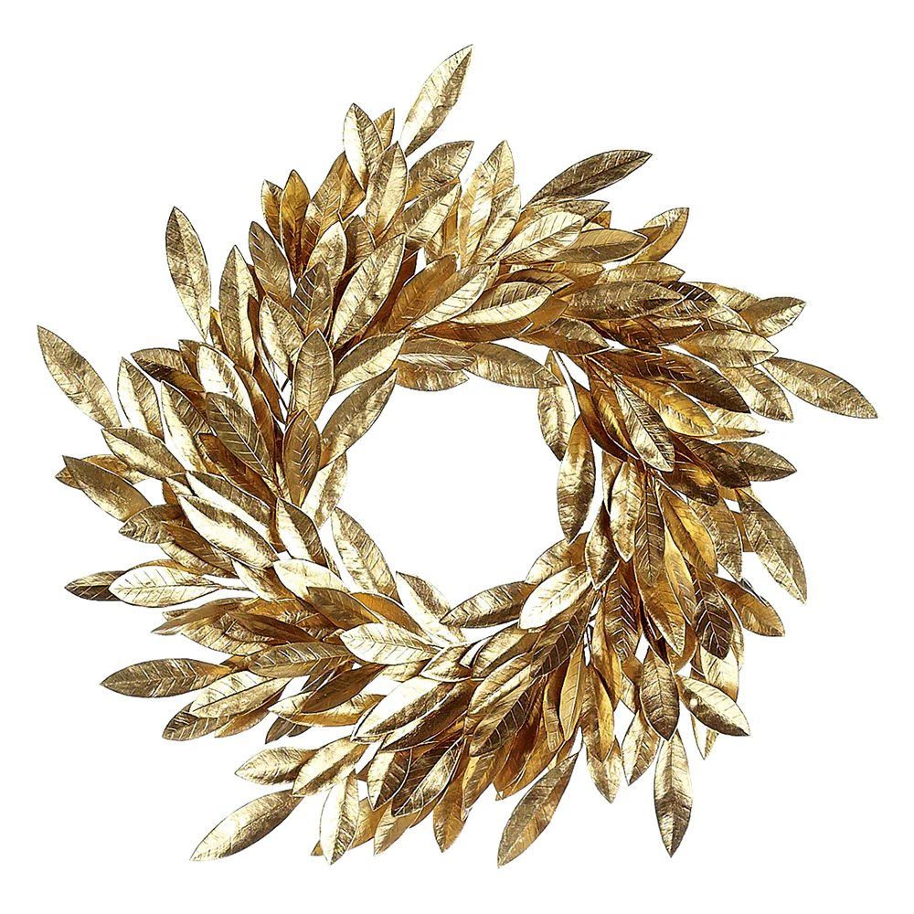 24" Artificial Bay Leaf Wreath -Gold (Pack of 4)