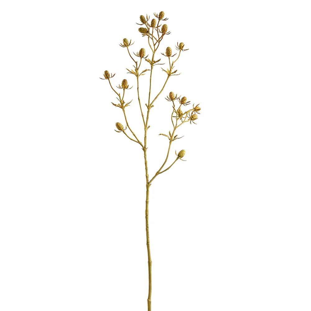 24" Artificial Eryngium Flower Stem -Mustard (Pack of 12)