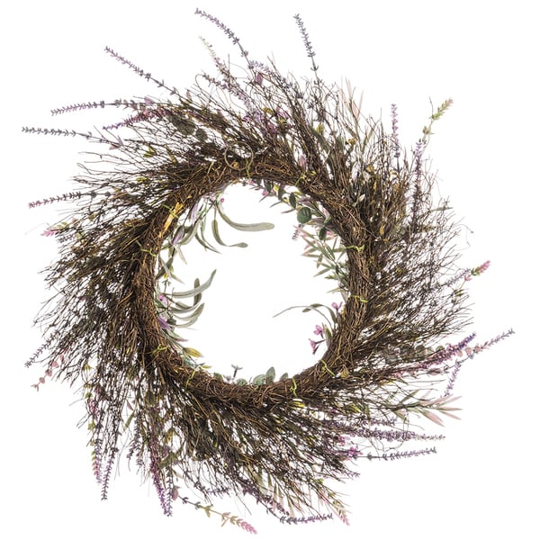 24" Artificial Lavender Flower Wreath -Lavender - Image 2