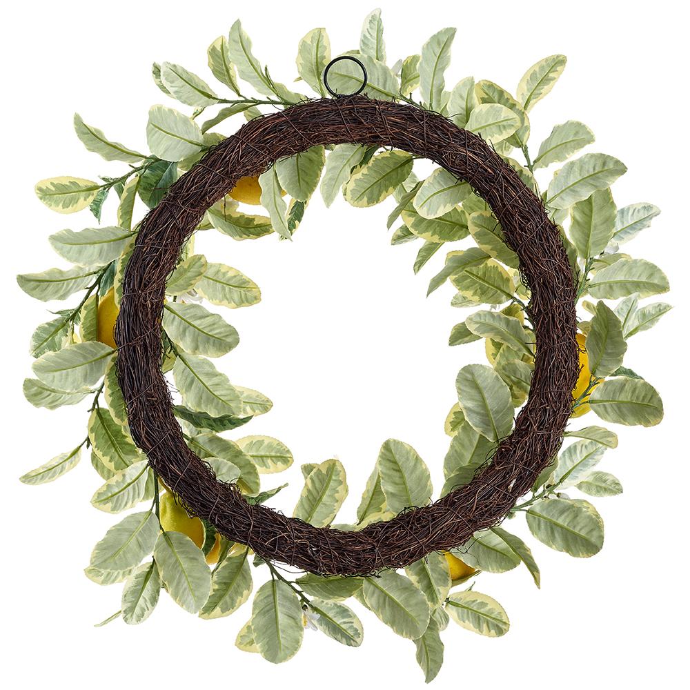 24" Artificial Lemon Fruit & Blossom Wreath -Yellow (Pack of 2) - Image 2