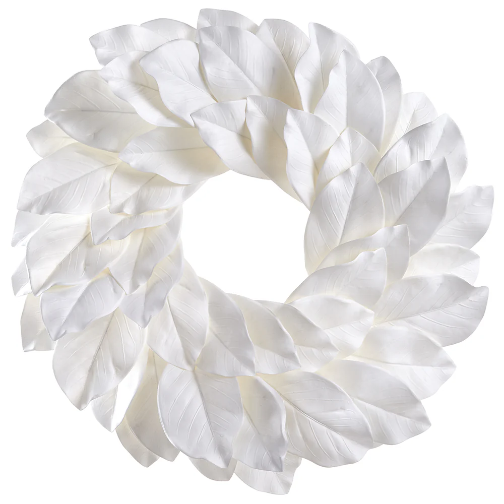 24" Artificial Magnolia Leaf Wreath -White (Pack of 2)