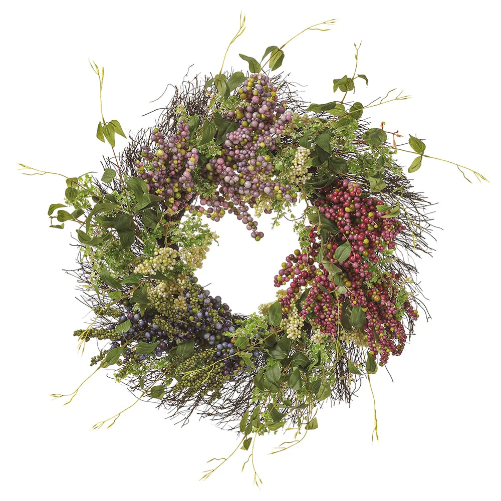 24" Artificial Mixed Berry Wreath -Mixed Colors (Pack of 2)