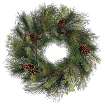 24" Artificial Mixed Pine, Pinecone & Twig Wreath -Green/Brown (Pack of 2)