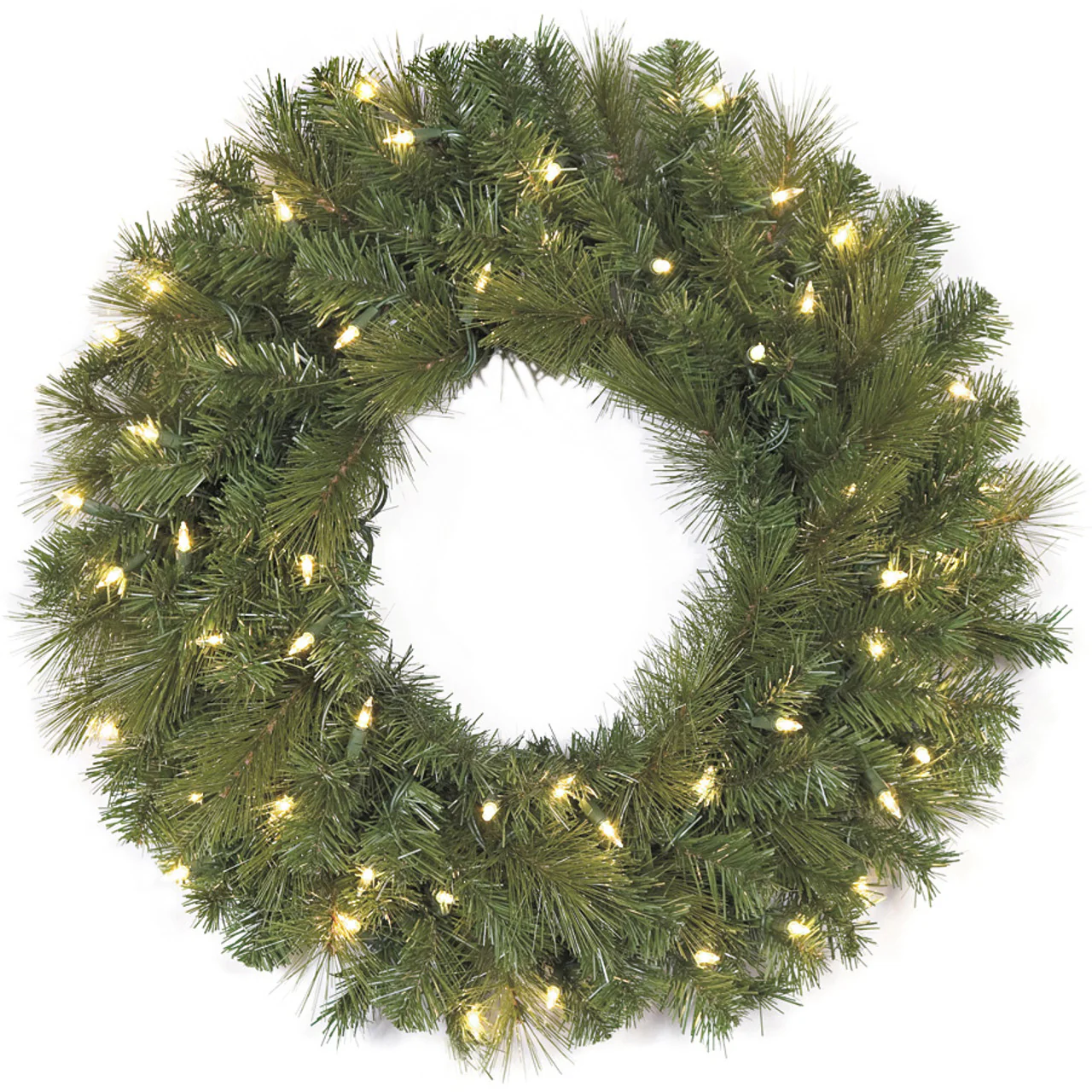 24" Artificial Mixed Pine Wreath, LED Pre-Lit -Green (Pack of 2)