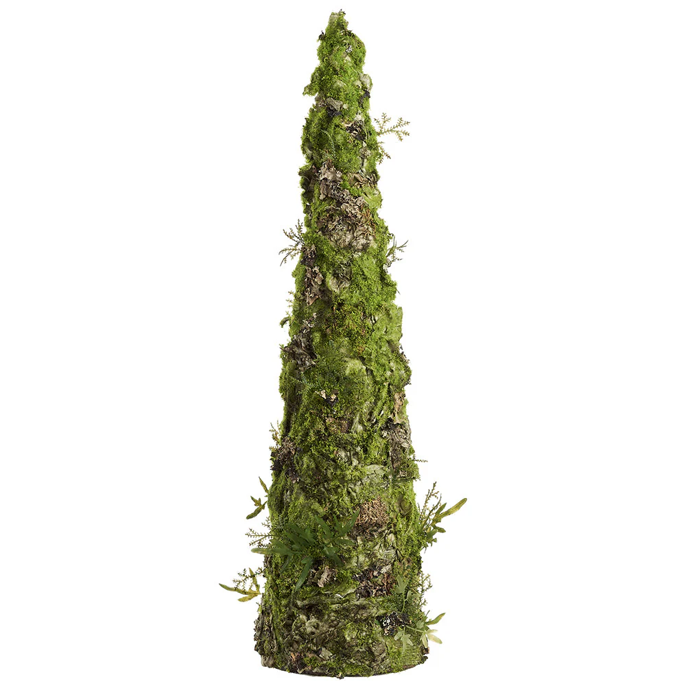 24" Artificial Moss Cone-Shaped Topiary -Green (Pack of 2)