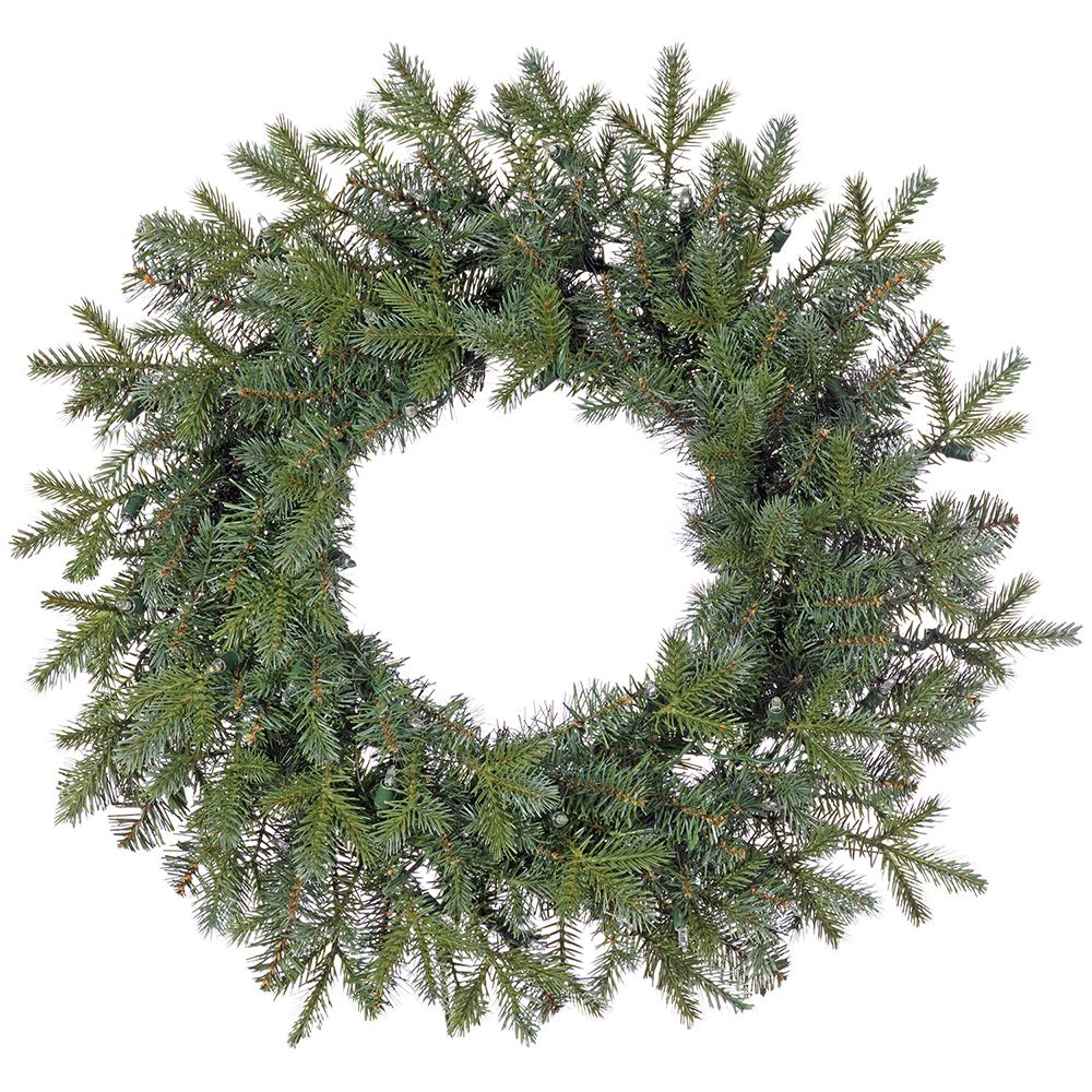 24" Artificial Noble Fir Wreath, LED Pre-Lit -Green (Pack of 12) - Image 3