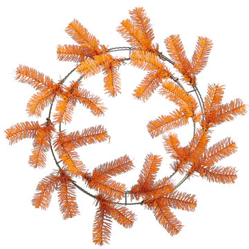 24" Artificial Pine Work Wreath -Orange (Pack of 12)