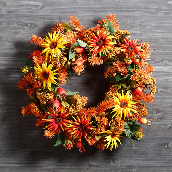 24" Artificial Pine Work Wreath -Orange (Pack of 12) - Image 4