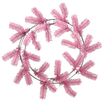 24" Artificial Pine Work Wreath -Pink (Pack of 12)