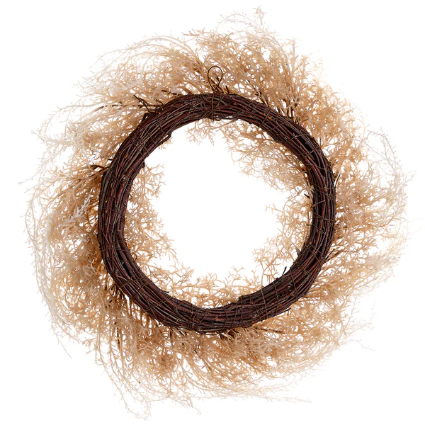 24" Artificial Reed Grass Wreath -Beige (Pack of 2) - Image 2