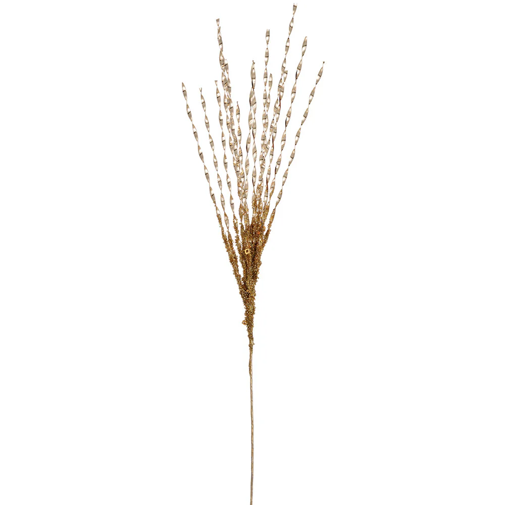 24" Beaded Tinsel Artificial Stem -Gold (Pack of 12)