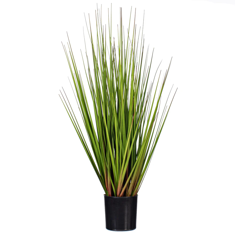 24" Flax Grass Artificial Plant w/Pot -Green/Burgundy