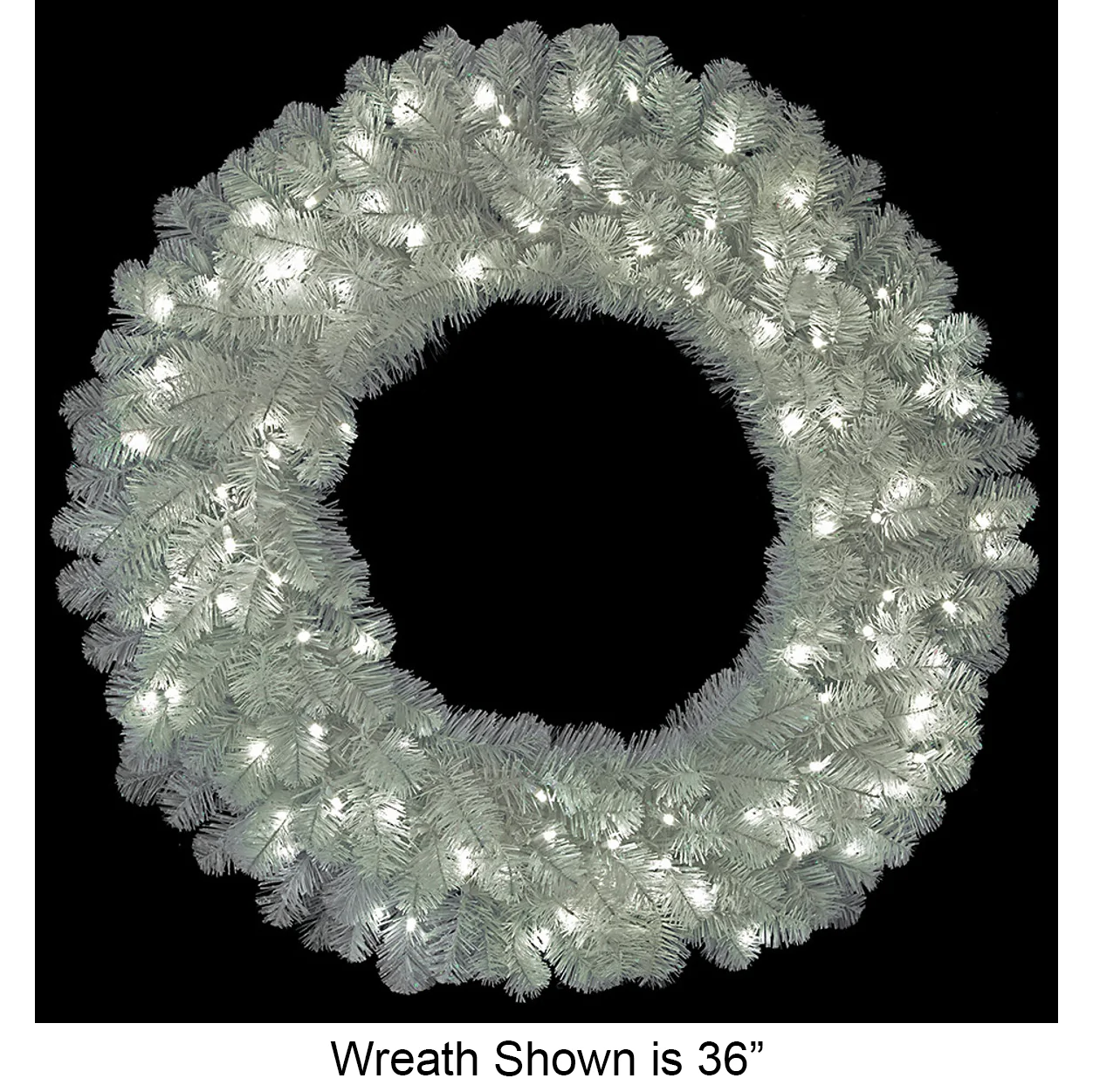 24" Flocked Artificial White Spruce Wreath, LED Pre-Lit (Cool White) -White