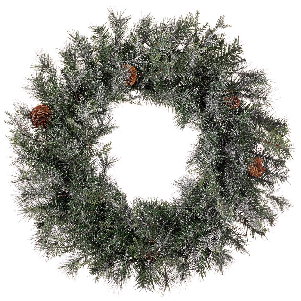 24" Flocked Pine Artificial Wreath, LED Pre-Lit (Multi-Mode) -Green (Pack of 2) - Image 4