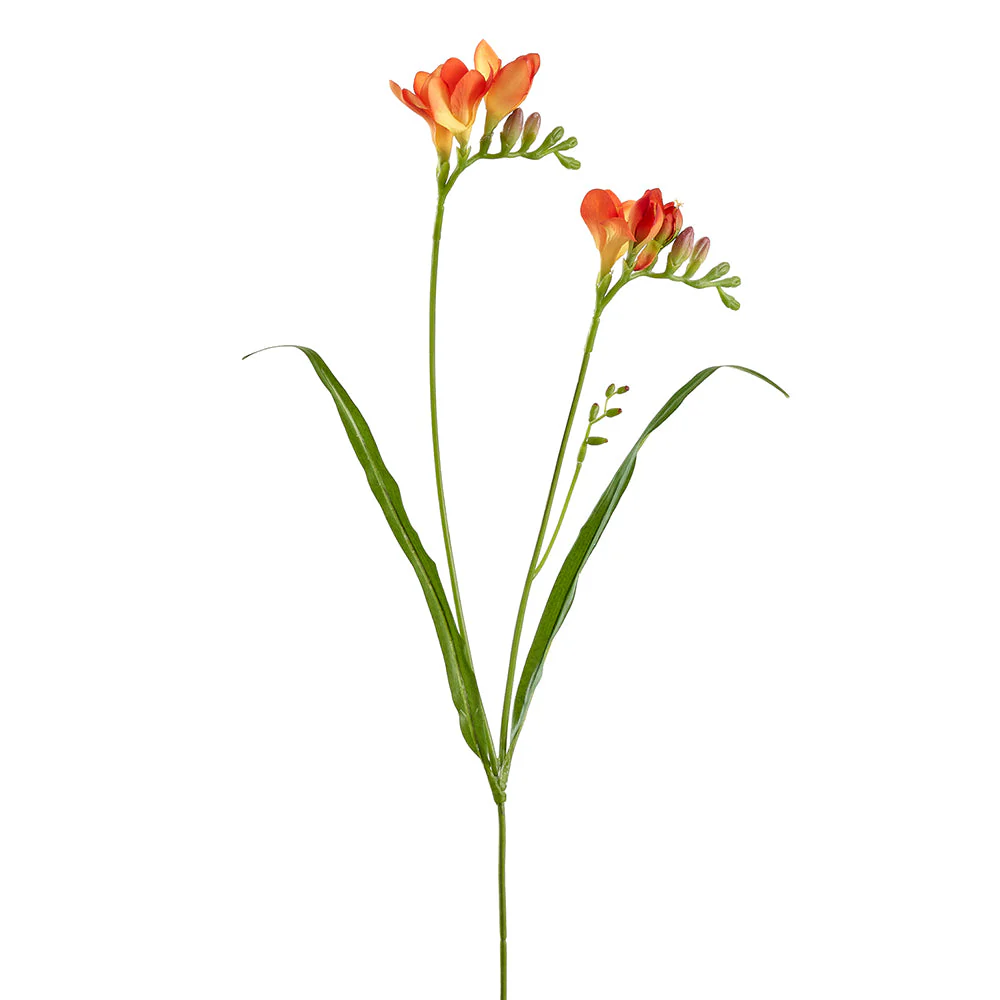 24" Freesia Silk Flower Stem -Orange (Pack of 12)