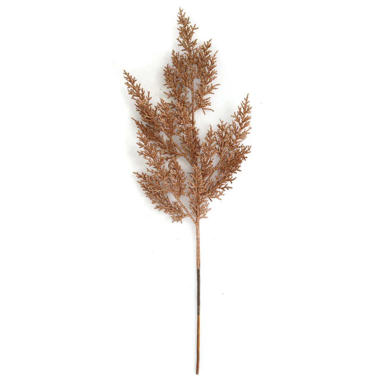 24" Glittered Artificial Cedar Stem -Copper/Brown (Pack of 24)